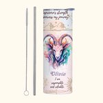 Henkilökohtainen Zodiac 20oz Skinny nimi Tumbler Constellation Affirmation kahvikuppi olki Syntymäpäivä Vuosipäivä Astrologia lahja perheelle ystävä