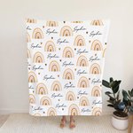 Personalized Boho Rainbow Baby Blanket with Name Soft and Warm Newborn Party Birthday Gift for Kids New Mom