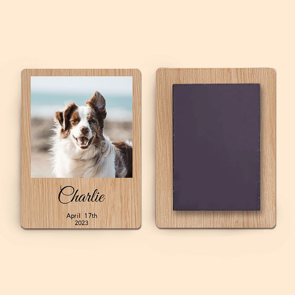 Personalisierte hölzerne Save the Date Foto Magnet mit Namen Datum Home Dekoration Geburtstag Memorial Geschenk für Familie Freund Paar