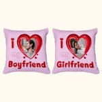 Taie d'oreiller personnalisée avec photo de coeur I Love My Boy/Girlfriend Sweet Home Decor Valentine's Day Anniversary Gift for Couple Lover