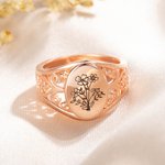 Personalizado Retro Nacimiento Ramo de Flores Anillo de Plata de Ley Joyería Grabada Regalo del Día de la Madre para la Mujer