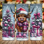 Cappello di Babbo Natale personalizzato Baby Highland Cow 20oz Skinny Tumbler con coperchio e cannuccia Regalo di Natale per gli amanti delle mucche