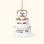 Personalised Happily Ever After Wedding Cake Resin 3D Ornament with Engraved Names and Date Newlywed Anniversary Gift for Bride and Groom