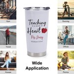 Gepersonaliseerde Teaching is A Work of Heart Geïsoleerde Tumbler Leraar Waardering Kerstcadeau voor leraar Tutor