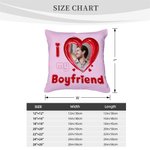 Taie d'oreiller personnalisée avec photo de coeur I Love My Boy/Girlfriend Sweet Home Decor Valentine's Day Anniversary Gift for Couple Lover