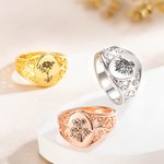 Personalizado Retro Nacimiento Ramo de Flores Anillo de Plata de Ley Joyería Grabada Regalo del Día de la Madre para la Mujer