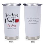 Gepersonaliseerde Teaching is A Work of Heart Geïsoleerde Tumbler Leraar Waardering Kerstcadeau voor leraar Tutor