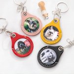 Porte-Clés en Cuir Persdonnalisé avec Photo d'Animal de Compagnie et Texte Cadeau pour Amoureux des Animaux