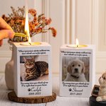 Personalized Pet Photo Wooden Candle Holder Memorial Gift for Pet Lover