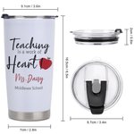 Gepersonaliseerde Teaching is A Work of Heart Geïsoleerde Tumbler Leraar Waardering Kerstcadeau voor leraar Tutor
