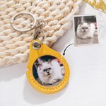 Porte-Clés en Cuir Persdonnalisé avec Photo d'Animal de Compagnie et Texte Cadeau pour Amoureux des Animaux