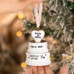 Personalised Happily Ever After Wedding Cake Resin 3D Ornament with Engraved Names and Date Newlywed Anniversary Gift for Bride and Groom