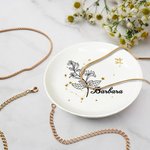 Plat à Bijoux en Céramique Personnalisé avec Nom Fleur de Naissance Zodiaque Cadeau d'Anniversaire Mariage pour Femmes et Filles