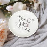 Plat à Bijoux en Céramique Personnalisé avec Nom Fleur de Naissance Zodiaque Cadeau d'Anniversaire Mariage pour Femmes et Filles