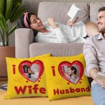 Taie d'oreiller personnalisée avec photo de coeur I Love My Boy/Girlfriend Sweet Home Decor Valentine's Day Anniversary Gift for Couple Lover