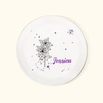Plat à Bijoux en Céramique Personnalisé avec Nom Fleur de Naissance Zodiaque Cadeau d'Anniversaire Mariage pour Femmes et Filles