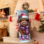 Cappello di Babbo Natale personalizzato Baby Highland Cow 20oz Skinny Tumbler con coperchio e cannuccia Regalo di Natale per gli amanti delle mucche