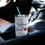 Gepersonaliseerde Teaching is A Work of Heart Geïsoleerde Tumbler Leraar Waardering Kerstcadeau voor leraar Tutor