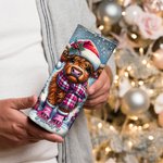 Cappello di Babbo Natale personalizzato Baby Highland Cow 20oz Skinny Tumbler con coperchio e cannuccia Regalo di Natale per gli amanti delle mucche