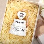 Personalised Happily Ever After Wedding Cake Resin 3D Ornament with Engraved Names and Date Newlywed Anniversary Gift for Bride and Groom