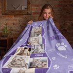 Gepersonaliseerd Schattige Katten Fotocollage Deken met Naam Verjaardag Jubileumcadeau voor Kattenliefhebber