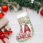 Calza di Natale personalizzata a nuvola di parole con iniziali e nomi ripetuti, decorazione per caminetto, regalo di Natale per bambini e famiglie