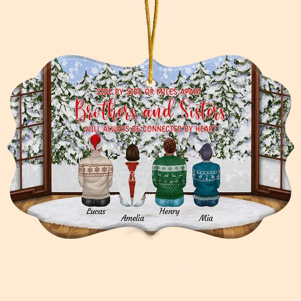 Personalized Side by Side or Miles Apart Ceramic Ornament with Names Christmas Gift for Family Brothers Sisters