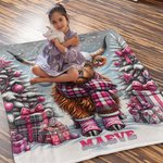 Vaca de las Tierras Altas personalizada Manta de forro polar suave con nombre Navidad Año Nuevo Regalo para bebé Niños
