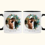 Personalised Wreath Ceramic Mug with Photo and Text 11oz/15oz Coffee Cup Anniversary Valentine's Day Gift for Couple Family