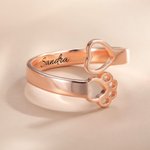 Personalisierter Pfote und Herz Ring mit Text Gravur Geburtstag Geschenk für Tierliebhaber Tierbesitzer