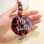 Lanyard personnalisé pailleté animal imprimé léopard avec perles et nom Appréciation Cadeau de rentrée pour les enseignants Infirmière