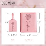 Nacimiento Personalizado Flor de cuero Funda de pasaporte Etiqueta de equipaje Set con nombre de viaje Regalo de cumpleaños esencial para las mujeres