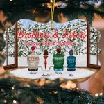 Ornamento in ceramica personalizzato Brothers & Sisters Forever Linked Together con nomi Regalo di Natale per la famiglia Brothers Sisters