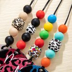 Lanyard personnalisé pailleté animal imprimé léopard avec perles et nom Appréciation Cadeau de rentrée pour les enseignants Infirmière