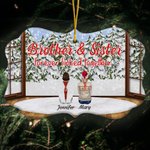 Ornamento in ceramica personalizzato Brothers & Sisters Forever Linked Together con nomi Regalo di Natale per la famiglia Brothers Sisters
