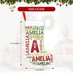 Calza di Natale personalizzata a nuvola di parole con iniziali e nomi ripetuti, decorazione per caminetto, regalo di Natale per bambini e famiglie