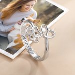 Personalisierter Pfote und Herz Ring mit Text Gravur Geburtstag Geschenk für Tierliebhaber Tierbesitzer