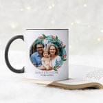 Personalised Wreath Ceramic Mug with Photo and Text 11oz/15oz Coffee Cup Anniversary Valentine's Day Gift for Couple Family