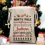 Saco de Navidad Personalizado de Lujo Bolsa de Regalo con Cordón y Nombre Regalo de Navidad para Niños Familia