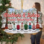 Ornamento in ceramica personalizzato Brothers & Sisters Forever Linked Together con nomi Regalo di Natale per la famiglia Brothers Sisters