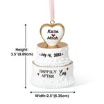 Personalised Happily Ever After Wedding Cake Resin 3D Ornament with Engraved Names and Date Newlywed Anniversary Gift for Bride and Groom