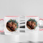 Personalised Wreath Ceramic Mug with Photo and Text 11oz/15oz Coffee Cup Anniversary Valentine's Day Gift for Couple Family