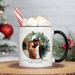 Personalised Wreath Ceramic Mug with Photo and Text 11oz/15oz Coffee Cup Anniversary Valentine's Day Gift for Couple Family