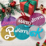 Personalized Retro Dolly Font Glitter Christmas Tree Ornament with Initial and Name Multicolor Stocking Tag Christmas Gift for Family Friend