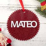 Personalized Retro Dolly Font Glitter Christmas Tree Ornament with Initial and Name Multicolor Stocking Tag Christmas Gift for Family Friend