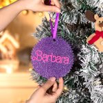 Personalized Retro Dolly Font Glitter Christmas Tree Ornament with Initial and Name Multicolor Stocking Tag Christmas Gift for Family Friend