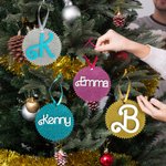 Personalized Retro Dolly Font Glitter Christmas Tree Ornament with Initial and Name Multicolor Stocking Tag Christmas Gift for Family Friend