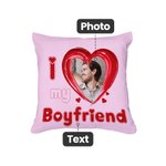Taie d'oreiller personnalisée avec photo de coeur I Love My Boy/Girlfriend Sweet Home Decor Valentine's Day Anniversary Gift for Couple Lover
