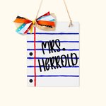 Personalisierte Notebook Papier Design hölzerne Lehrer Türschild mit Namen Klassenzimmer Dekor zurück zu Schule Geschenk für Lehrer