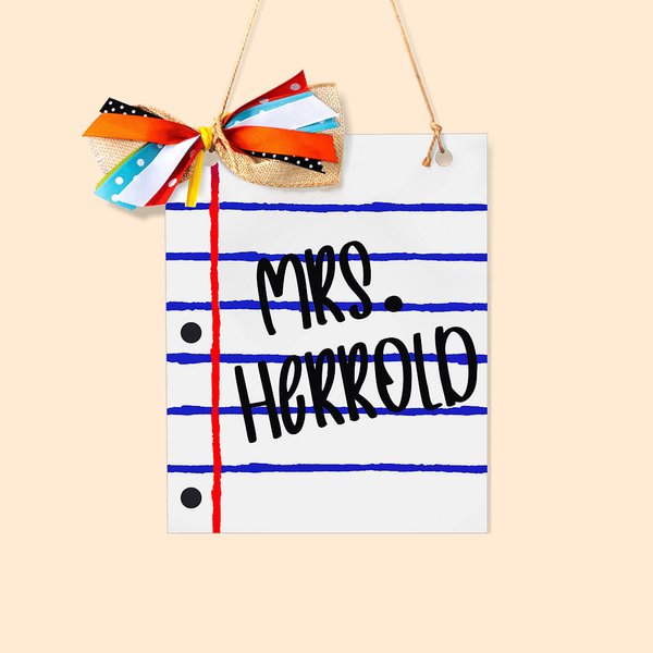 Personalisierte Notebook Papier Design hölzerne Lehrer Türschild mit Namen Klassenzimmer Dekor zurück zu Schule Geschenk für Lehrer